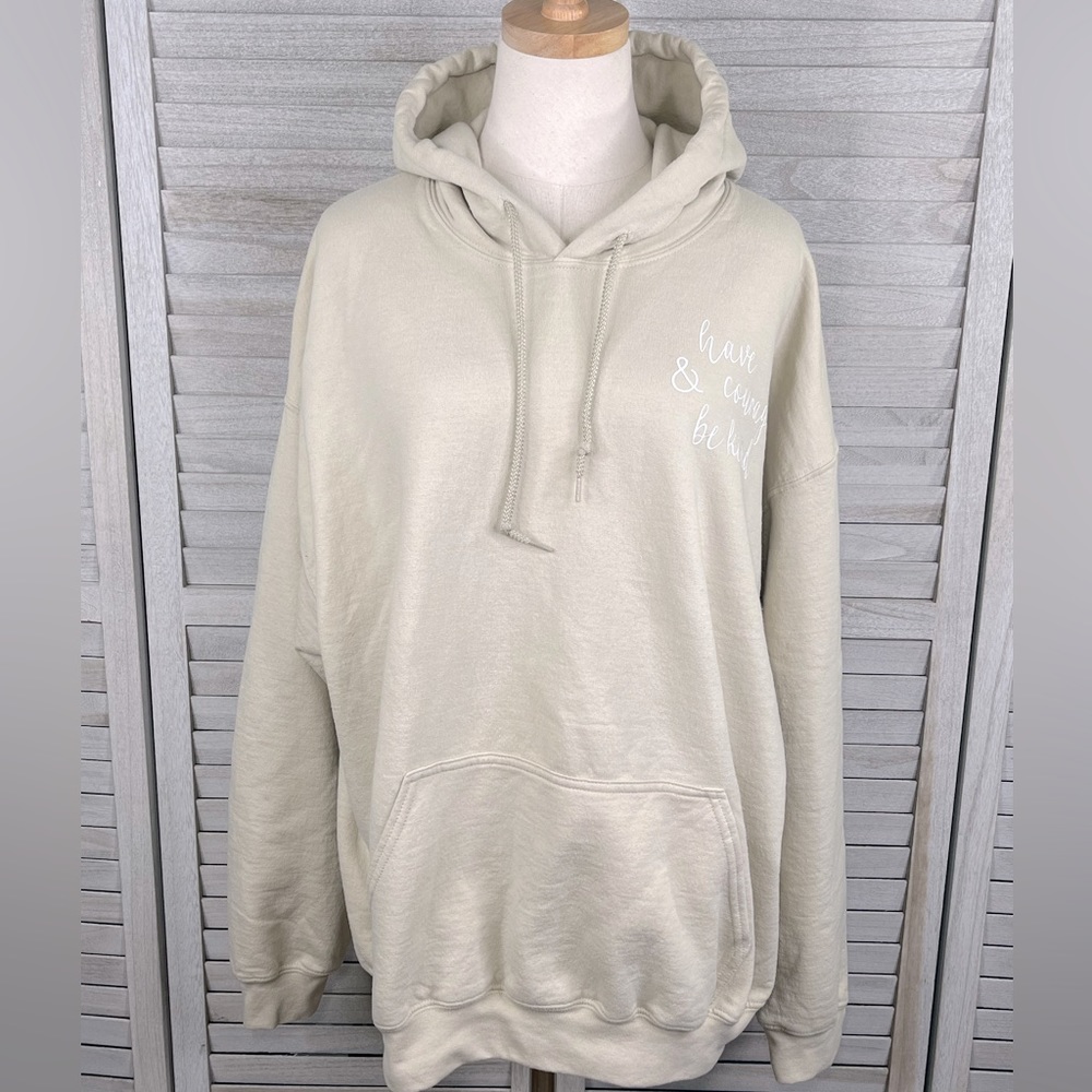 Pullover Hoodie Sweatshirt Disney Themed "Have Courage & Be Kind" Beige-XL